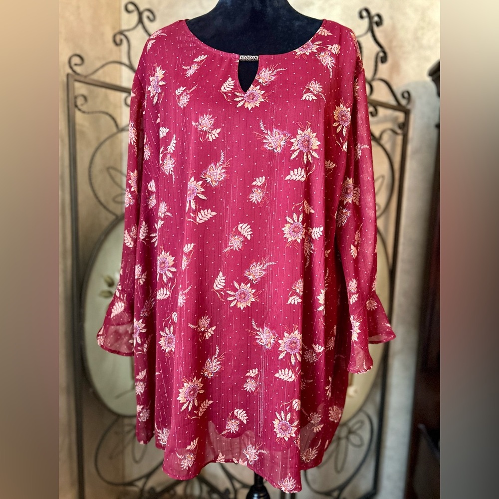 Catherine’s 3X (26/28W) Peasant Sleeve Blouse